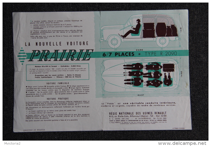 Dépliant Publicitaire Automobile , RENAULT "PRAIRIE " - Publicités