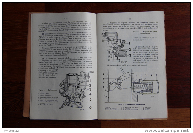 Livre technique de 1954 édité par RENAULT concernant la Camionnette RENAULT Type R 2065, complet 50 pages