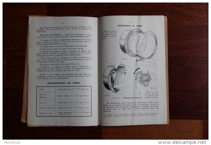 Livre technique de 1954 édité par RENAULT concernant la Camionnette RENAULT Type R 2065, complet 50 pages