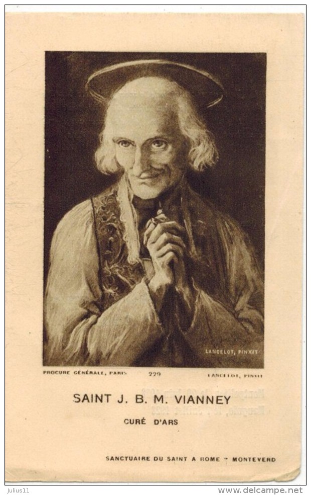 IMAGE PIEUSE RELIGIEUSE HOLY CARD SANTINI  " Saint J B M VIANNEY Sanctuaire Rome " GRANIER - Montpellier Mauguio - Imágenes Religiosas