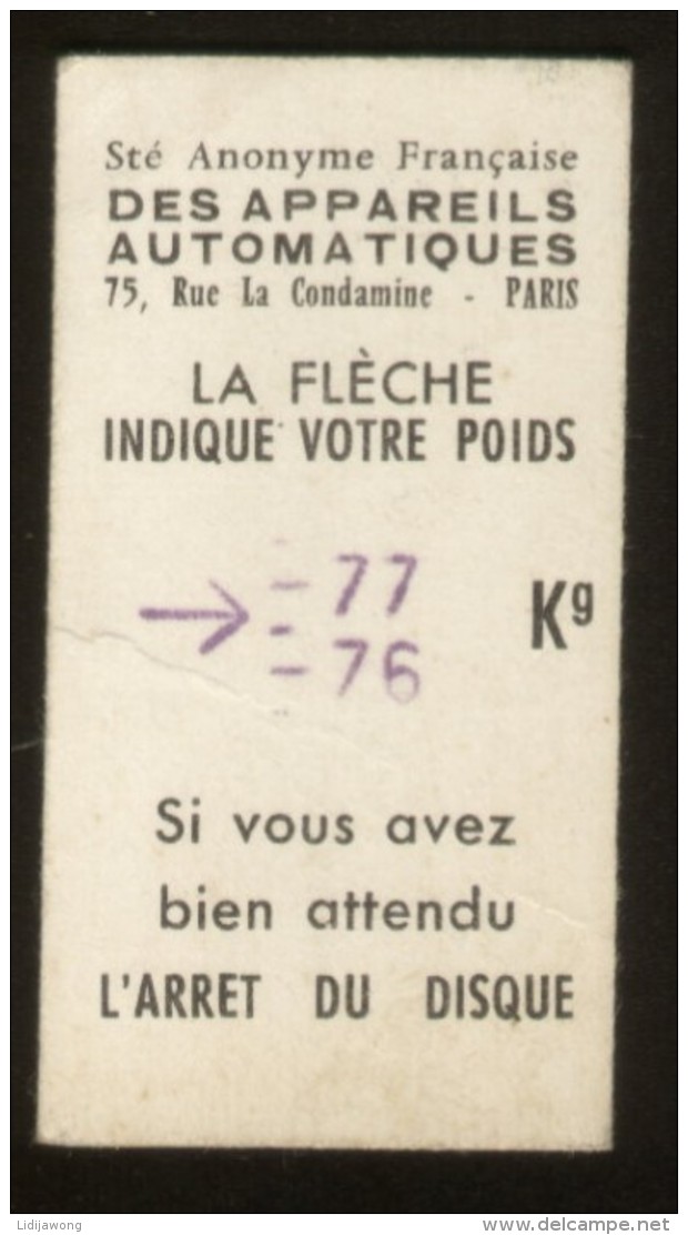 La Flèche Indique Votre Poids - Rue De La Condamine Paris - HOTEL DE VILLE TICKET - Other & Unclassified