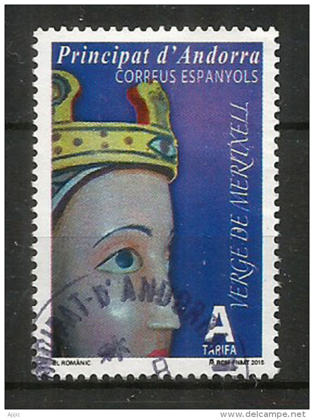 La Vierge De Meritxell, Timbre 2015,  Oblitéré, 1 ère Qualité, Cachet Rond, Sur Fragment. - Used Stamps