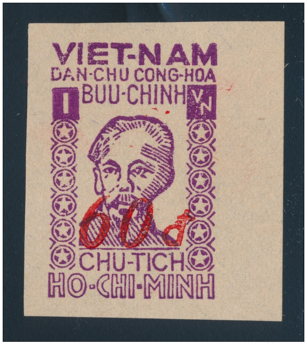 South Vietnam #6 (Michel) (*) 1952 60d On 1(d) Ho Chi Minh Surcharge In Red, Imperforate, Unused... - Vietnam