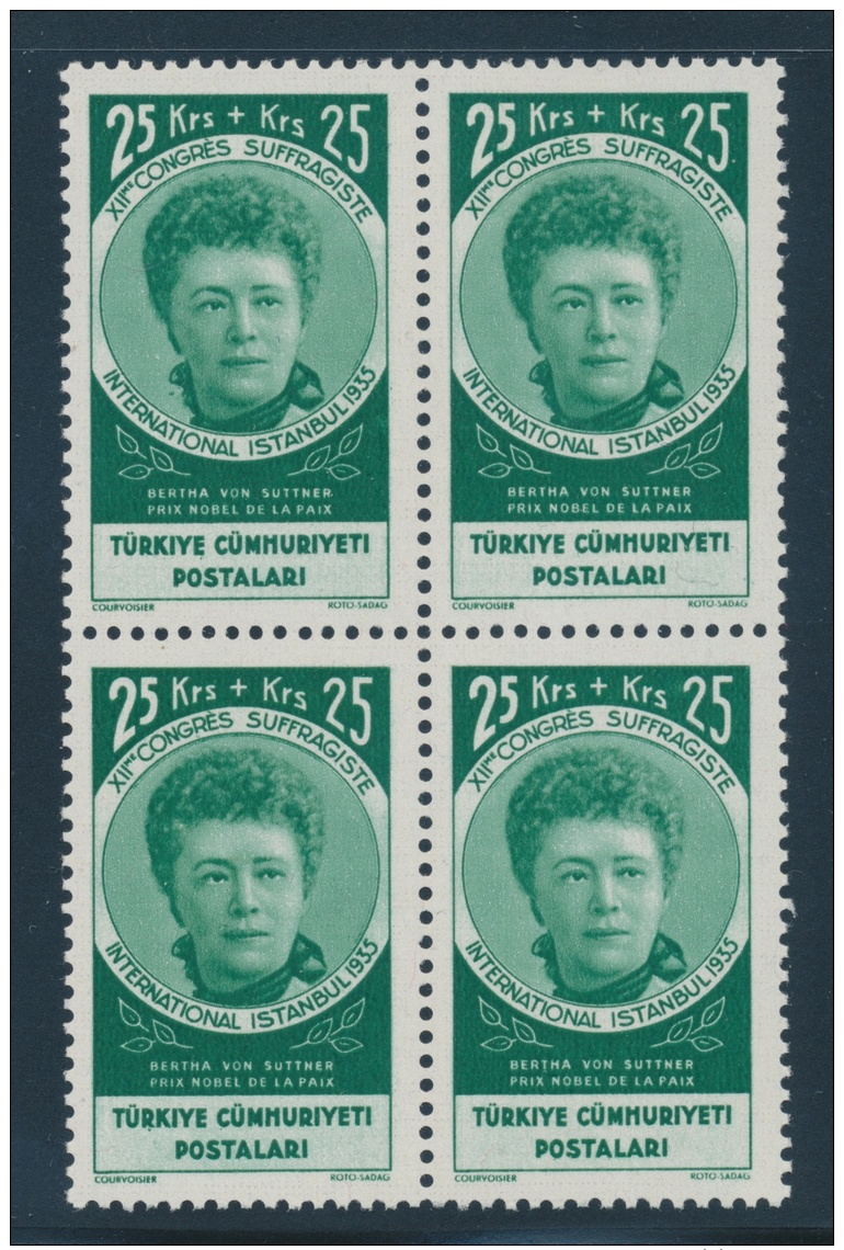 Turkey #B54-B65 */** 1935 Suffragiste International , 11 Low Values Of The Set In Blocks Of Four.... - Other & Unclassified