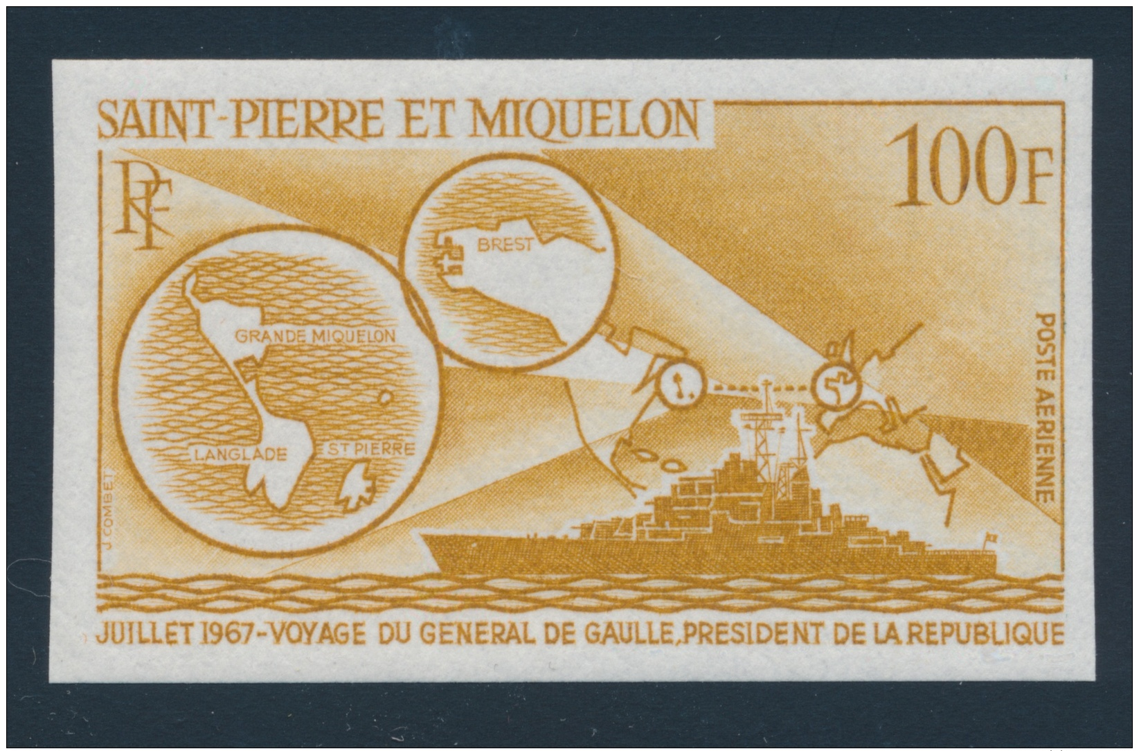 St. Pierre &amp; Miquelon #C35-C36 E/P Set Of Two Imperforate Trial Colour Proofs, On Stamp Paper,... - Other & Unclassified