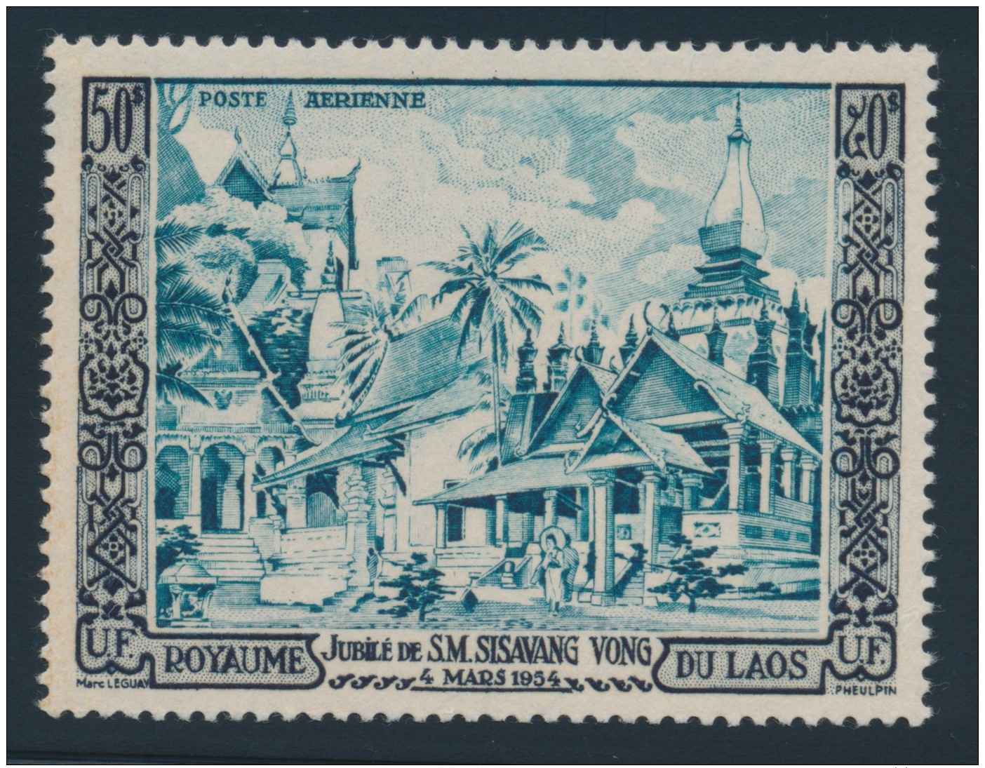 Laos #25-26, C13 ** 1954 $2 To $50 Anniversary Of The Accession Of King Sisavang-Vong Set, Of 3,... - Laos