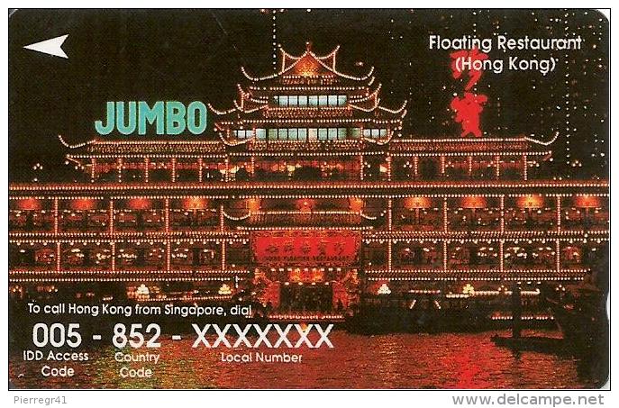 CARTE-MAGNETIQUE-1990 -10$-SINGAPOUR-HOTEL RESTAURANT FLOTTANT-HONG KONG-JUMBO-TBE - Singapour