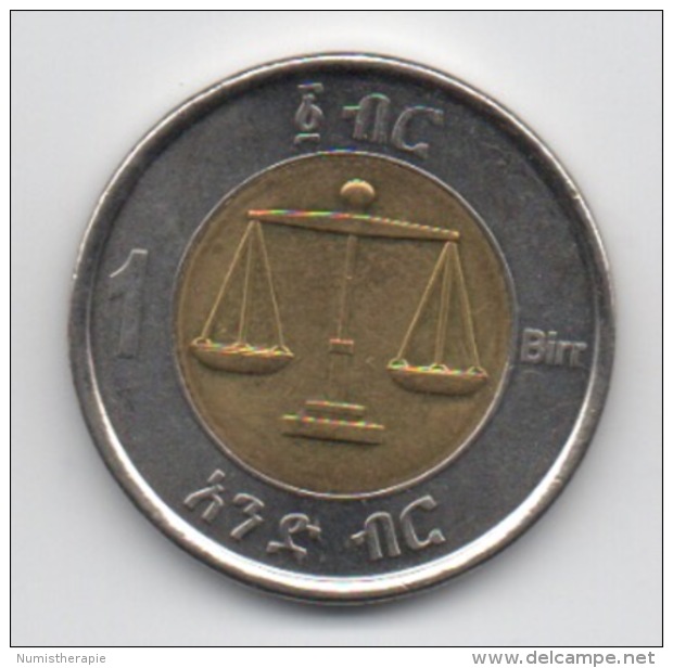 Ethiopie : 1 Birr : Lion / Balance : BIMETAL UNC Ou Presque - Ethiopia