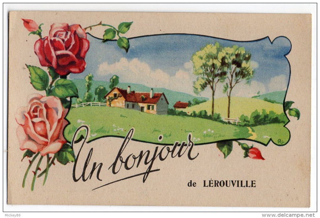 LEROUVILLE--"Un Bonjour De Lérouville" --fantaisie--illustrateur ???? Cpsm 14 X 9 éd Erpé.............à Saisir - Lerouville