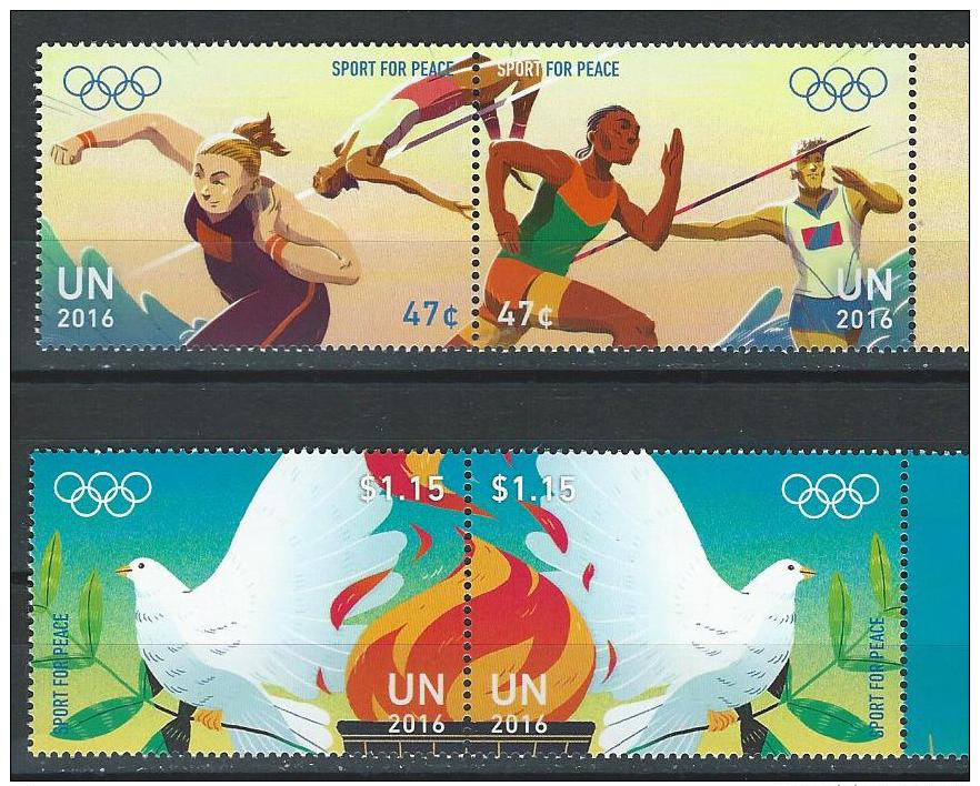 UN-New York. Scott # 1137-40 MNH 2 Pairs. Sport For Peace 2016 - Unused Stamps