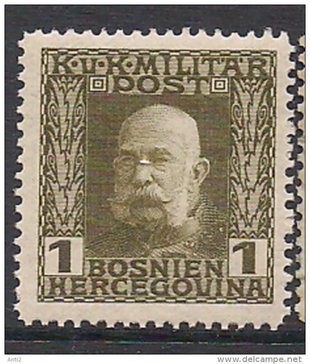 Eastern Austria 1912 Bosnia And Herzegowina ,Frans Joseph I, 1 H Mi 64,Cancelled(o) - Levant Autrichien