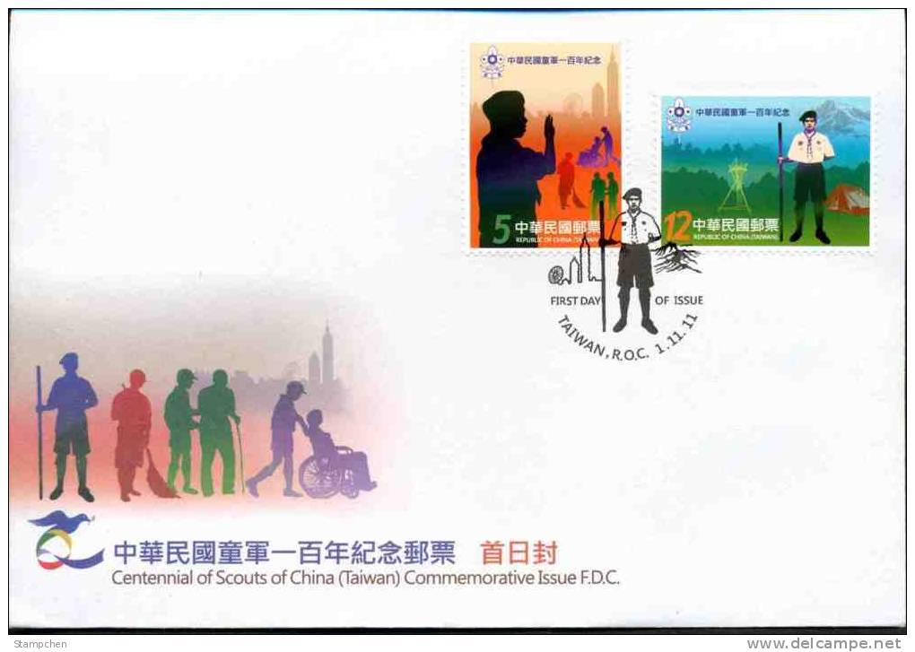 FDC(B) 2011 Centennial Boy Scout Of China (Taiwan) Stamps Scouting Wheelchair Taipei 101 Camp Mount Forest - Handicaps
