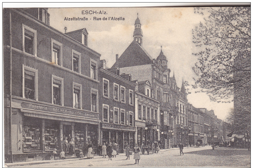 Esch Sur Alzette- Alzettstrasse - Rue D' Alzette. édit Kremer, Datée 1913. Belle Animation Tb état. - Esch-sur-Alzette