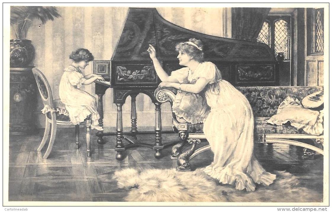 [DC3270] CPA - BAMBINA CHE SUONA IL PIANOFORTE - DONNA CHE ASCOLTA LA MUSICA - Viaggiata - Old Postcard - Altri & Non Classificati