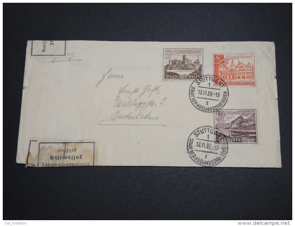 ALLEMAGNE - Enveloppe De Stuttgart En 1939 Avec Contrôle De Douane - A Voir - L 2578 - Lettres & Documents