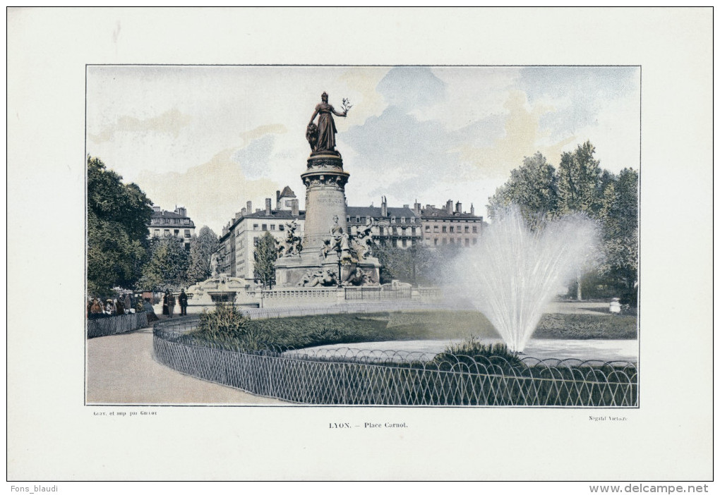 1902 - Phototypie Couleur - Lyon (Rhône) - La Place Carnot - FRANCO DE PORT - Unclassified