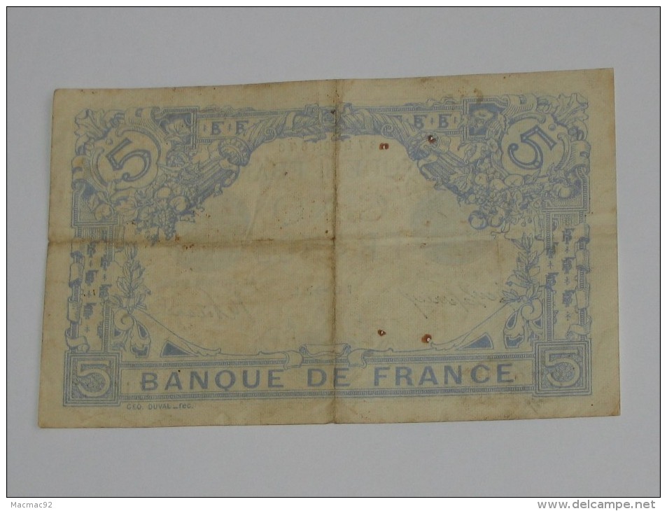 5 Francs - Cinq Francs Bleu - Type 1905 - Novembre 1916 ( Sagitaire ) ***** EN ACHAT IMMEDIAT **** - 5 F 1912-1917 ''Bleu''