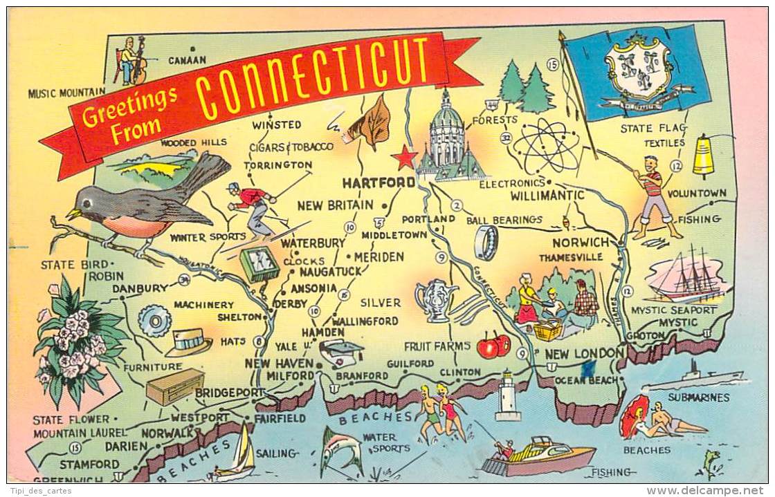 USA - Greetings From Connecticut - Autres & Non Classés