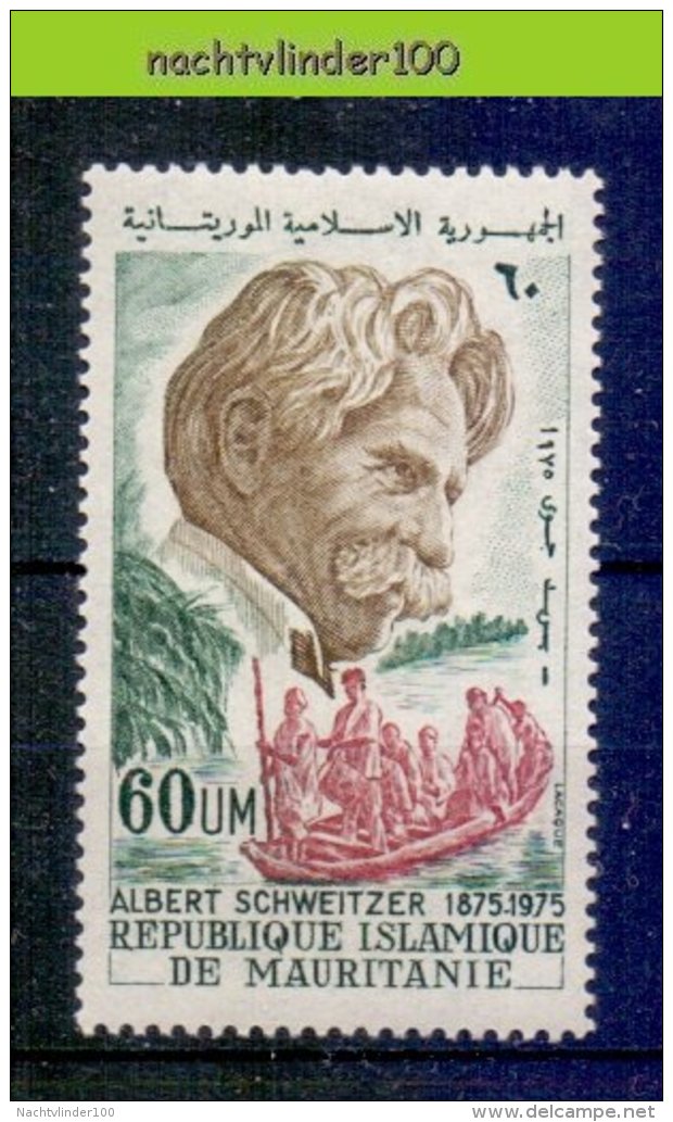 Mbp046 BEROEMDE PERSONEN ALBERT SCHWEITZER BOOT BOAT FAMOUS PEOPLE MAURITANIE 1975 PF/MNH - Albert Schweitzer