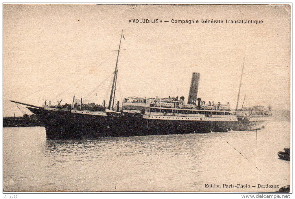 7579. CPA MARINE PAQUEBOT. VOLUBILIS. COMPAGNIE GENERALE TRANSATLANTIQUE. IMPRIMEUR BORDEAUX - Dampfer