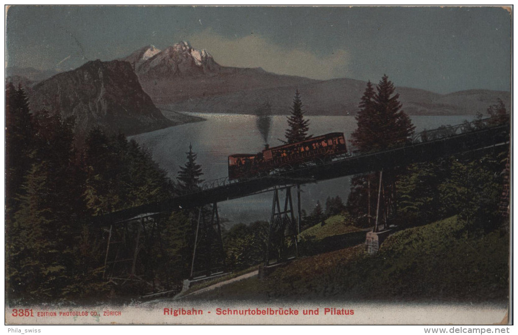 Rigibahn - Schnurtobelbrücke Und Pilatus - Photoglob No. 3351 - Andere & Zonder Classificatie