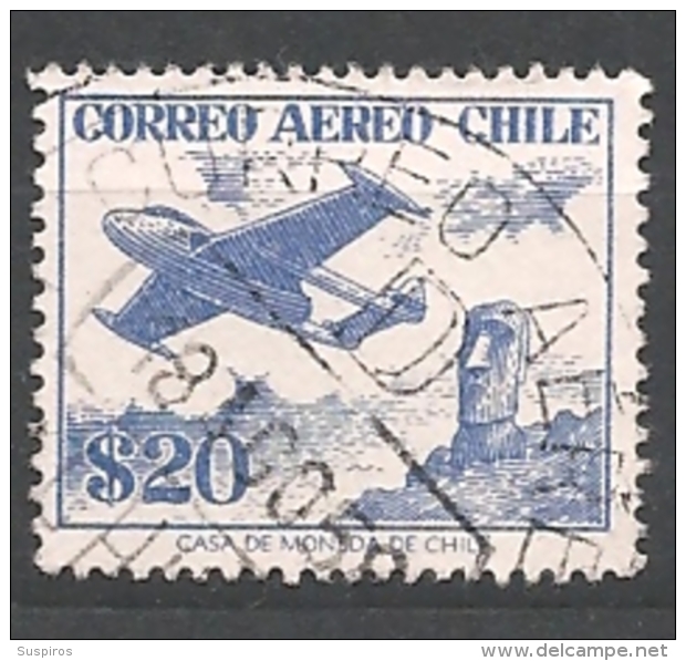 CHILE ( CILE ) 1956 Airmail - Aircraft Without Watermark   513 O -De Havilland Venom FB.4 - Chile