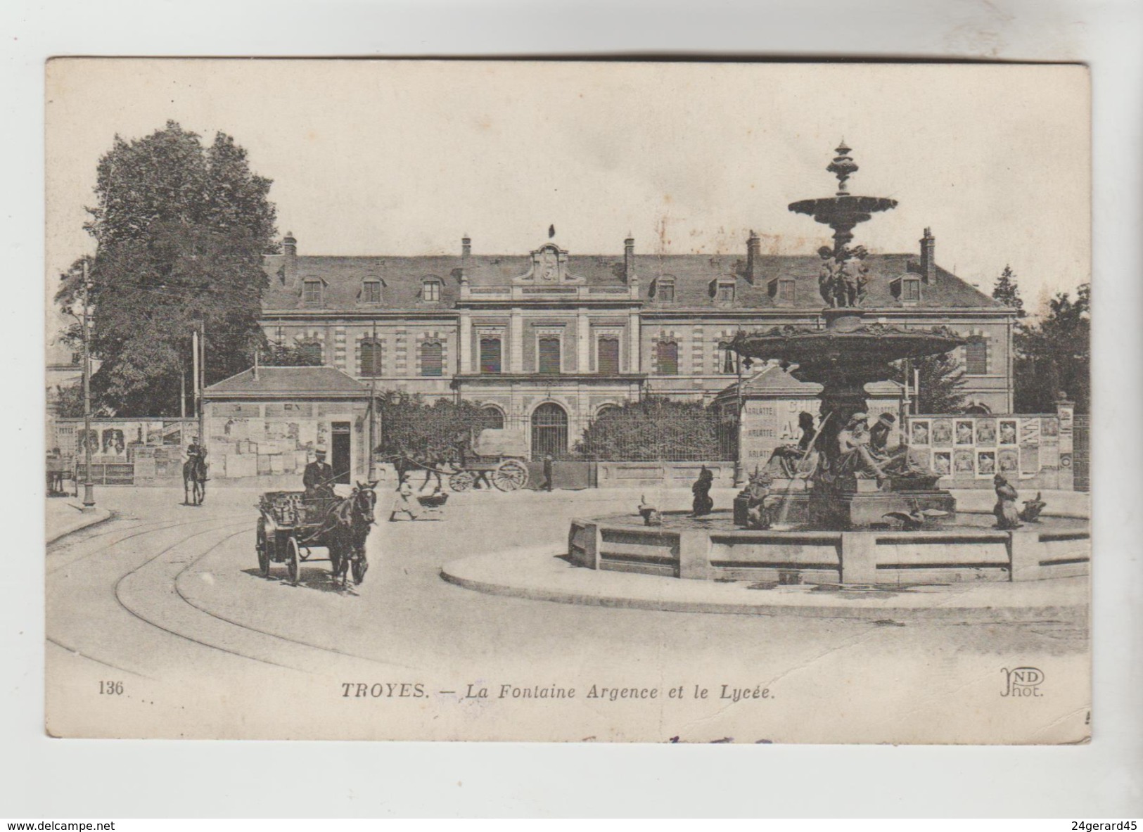 CPSM TROYES (Aube) - La Fontaine Argence Et Le Lycée - Troyes