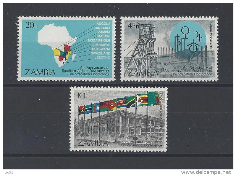 ZAMBIE . YT  322/324  Neuf **  5e Anniversaire De La S.A.D.C.C.  1985 - Zambia (1965-...)