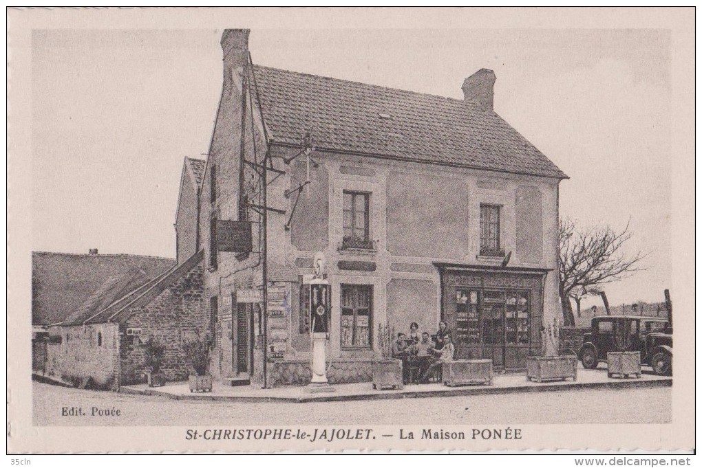 SAINT-CHRISTOPHE  Le JAJOVET - La Maison Ponée - Tabac, Pompe à Essence, Vieille Voiture, Personnages Devant La Maison. - Autres & Non Classés