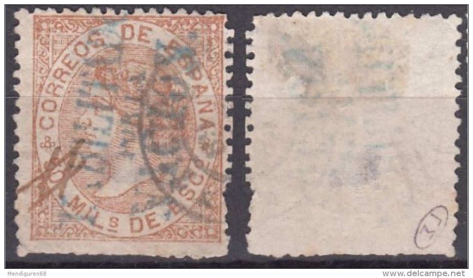 ESPAGNE SPANIEN SPAIN ESPAÑA 1870 Isabel II Castaño Amarillento 50 Milésimas De Escudo ED 97A MI 89I SC 122 YV 97A SG 11 - Usados