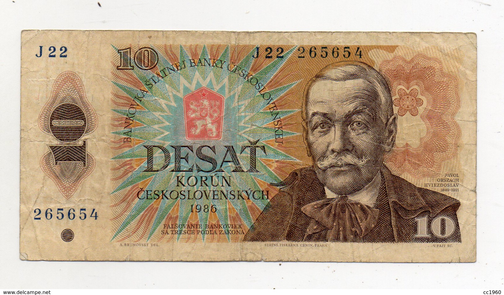 Cecoslovacchia - 1986 - Banconota Da 10 Corone - Usata - (FDC608) - Cecoslovacchia