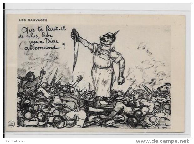 CPA Satirique Caricature Guerre 14-18 Patriotique Germany Kaiser Non Circulé - Satirical