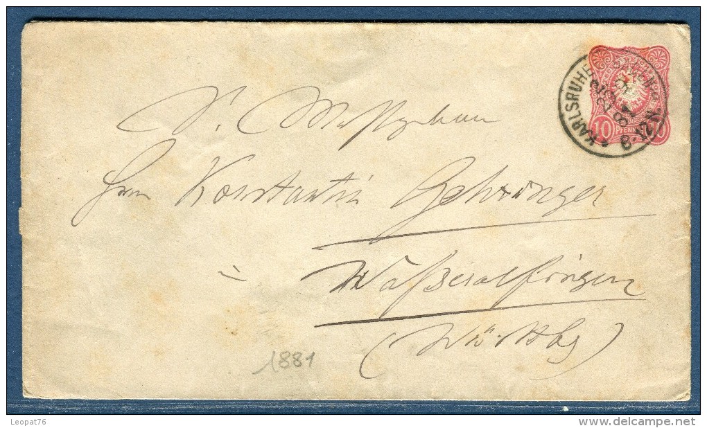 Allemagne - Entier Postal De Karlsruhe En 1881  Réf S 298 - Omslagen