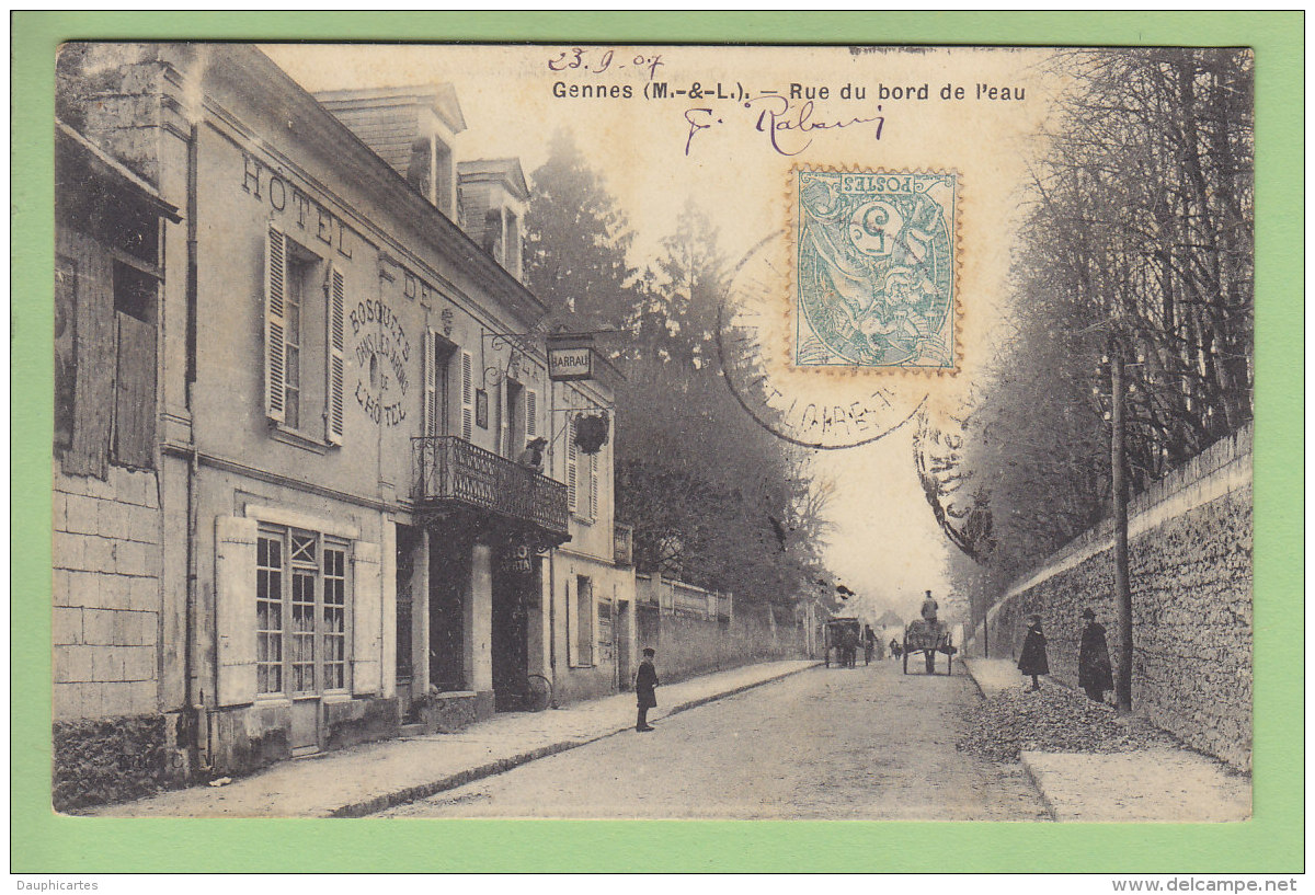 GENNES : Hôtel De La Loire, Barrau, Rue Du Bord De L'Eau. 2 Scans. - Autres & Non Classés