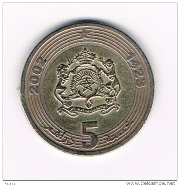 °°° MAROKKO 5  DIRHAMS  2002 ( 1423 ) - Maroc