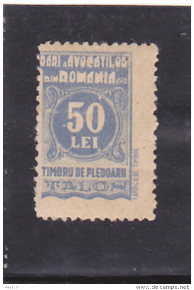 # 186   REVENUE STAMP,  50 LEI, LAWYER,MNH**,  ROMANIA - Fiscale Zegels