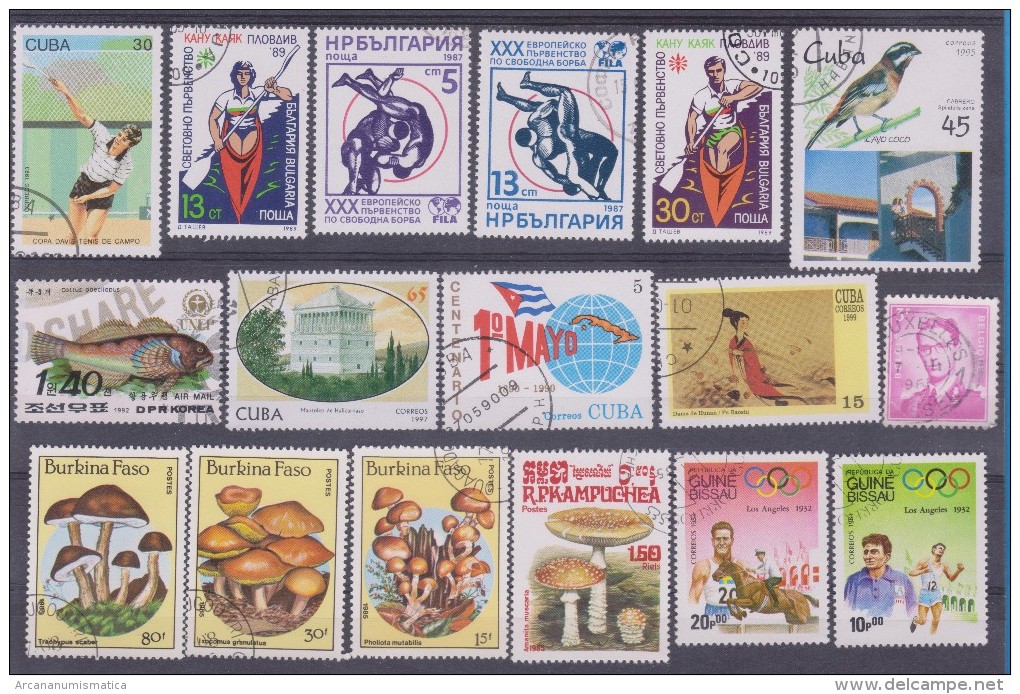 LOT OF USED STAMPS DEPORTES SPORTS ANIMALES  ANIMALS BIRDS PAJAROS  PAISES  COUNTRIES VARIOS  VARIOUS   S-1682 - Vrac (max 999 Timbres)