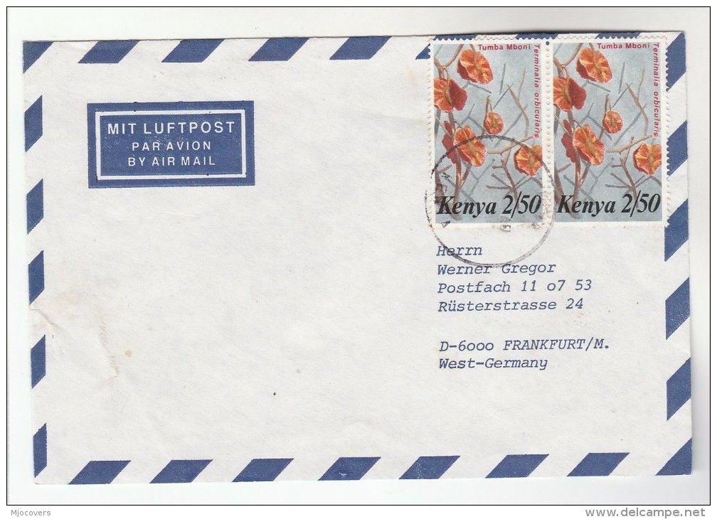 1987 Air Mail KENYA COVER 2x 2/50 FLOWERS  Stamps To Germany Flower - Kenya (1963-...)