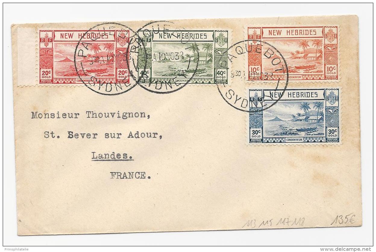 LETTRE DES NOUVELLES HEBRIDES OBLITEREE SYDNEY PAQUEBOT =&gt; FRANCE  COVER - Briefe U. Dokumente