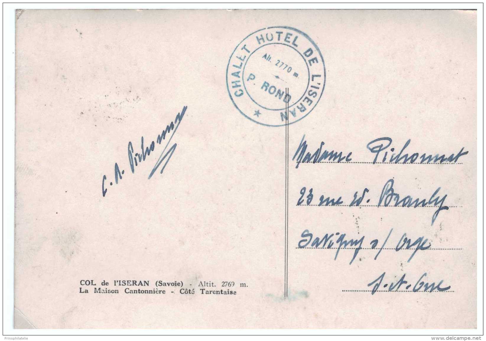 CARTE MAXIMUM DU COL DE L' ISERAN LETTRE  COVER - 1930-1939