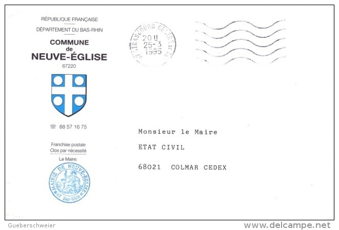 EGL-L15 - FRANCE Lettre En Franchise Postale De La Commune De NEUVE-EGLISE - Civil Frank Covers