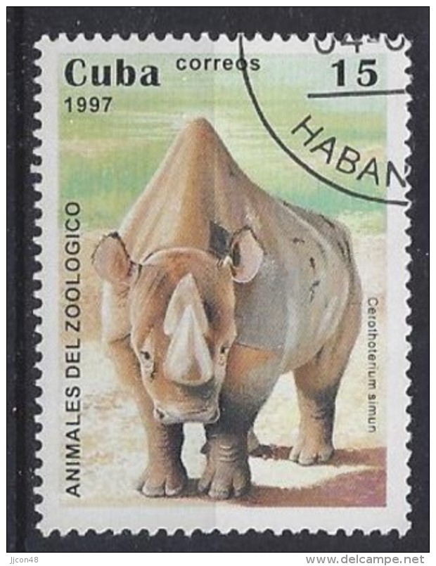 Cuba  1997  Zoo Animals (o) White-Rhino - Used Stamps