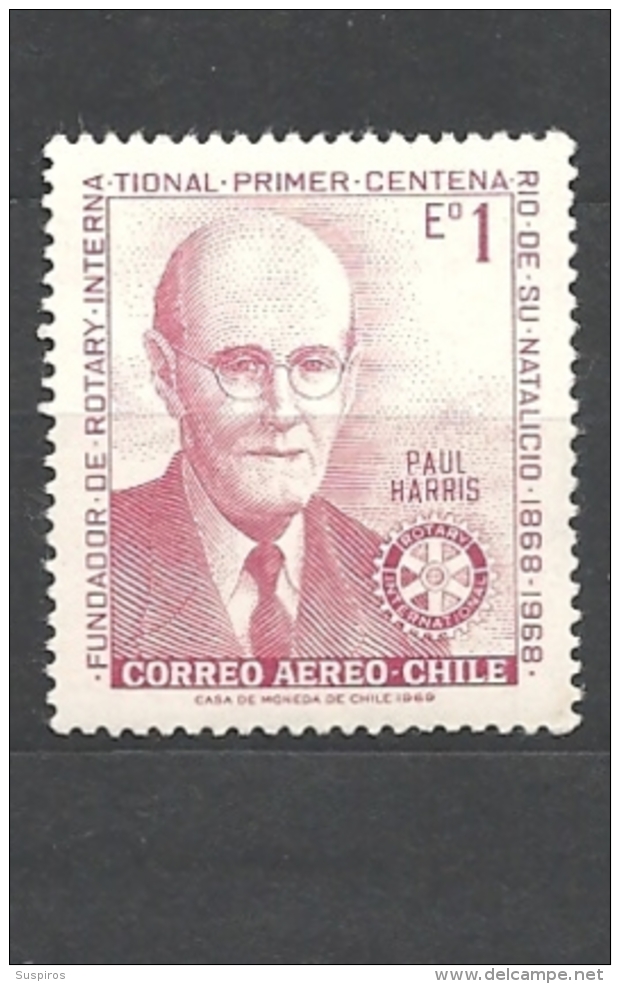 CILE   ( CHILE)  -   1970 Airmail - The 100th Anniversary Of The Birth Of Paul Harris, Founder Of Rotary International, - Cile