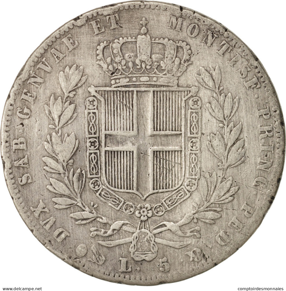 Monnaie, États Italiens, SARDINIA, Carlo Alberto, 5 Lire, 1842, Genoa, TB - Italian Piedmont-Sardinia-Savoie