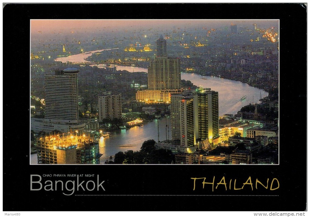 BANGKOK   CHAO PHRAYA  RIVER  AT  NIGHT        MAXICARD  2 SCAN  (VIAGGIATA) - Thailand