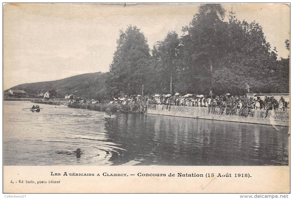 58-CLAMECY- LES AMERICAINS A CLAMECY, CONCOURS DE NATATION 15 AOUT 1918 - Clamecy