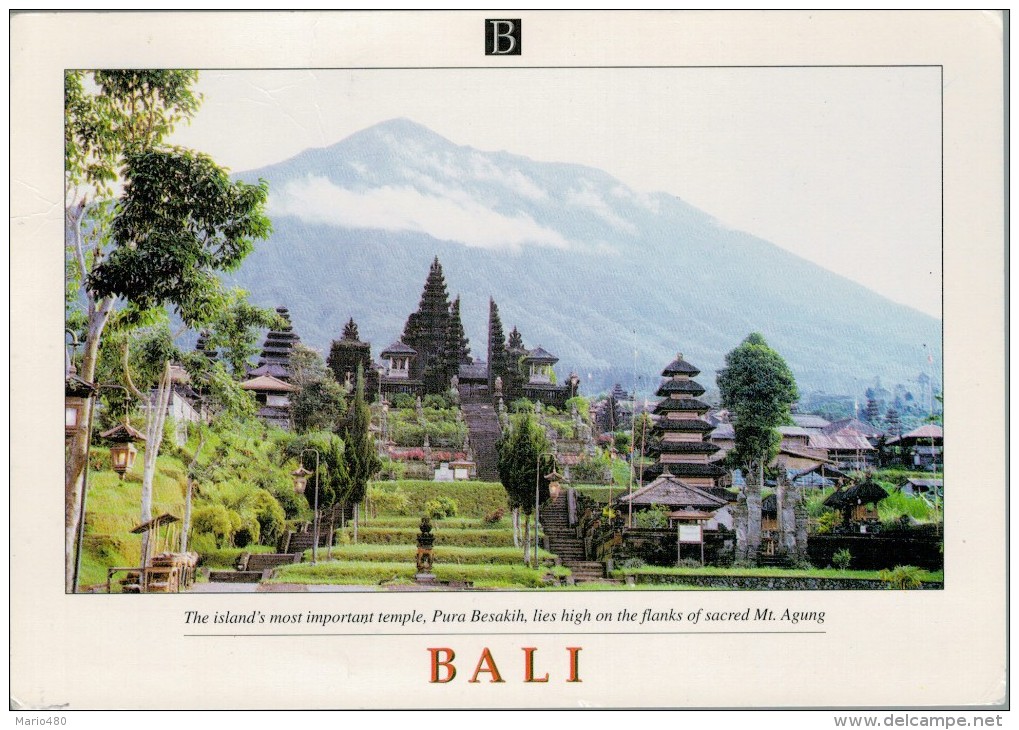 BALI  THE MOST IMPORTANT  TEMPLE   MAXICARD  2 SCAN      (VIAGGIATA) - Indonesia