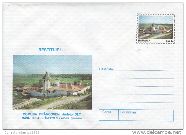 49519- BRANCOVENI MONASTERY, ARCHITECTURE, COVER STATIONERY, 1997, ROMANIA - Abbeys & Monasteries