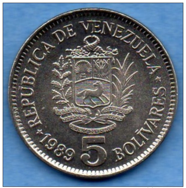 R9/ VENEZUELA  5 Bolivares 1989  SPL +  KM#53a2 - Venezuela