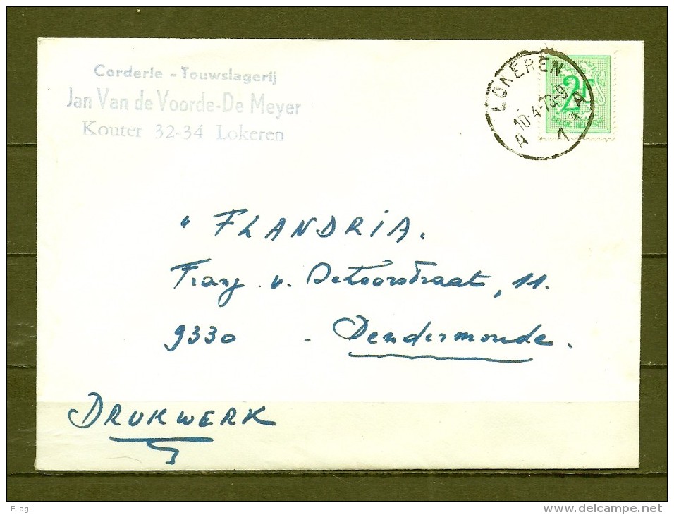 Brief Van Lokeren Naar Dendermonde - 1977-1985 Zahl Auf Löwe (Chiffre Sur Lion)